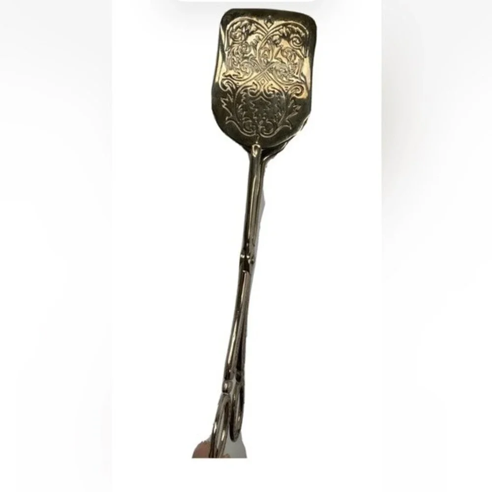 Vintage Silver Plated Floral Ornate Serving Bread ,Salad Server Scissor Tong